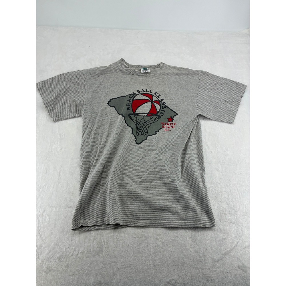 Kingstree Classic T-Shirt Womens XL Tee Gray Striped Beach Ball Classic